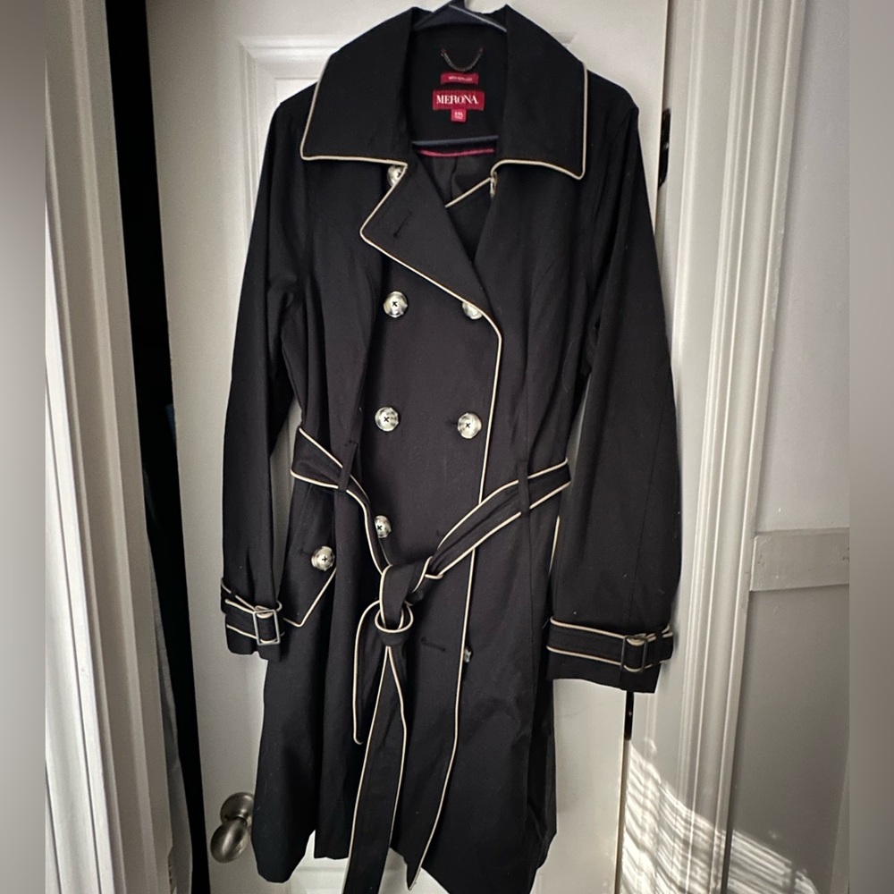Merona Target Black Trench Coat with Piping